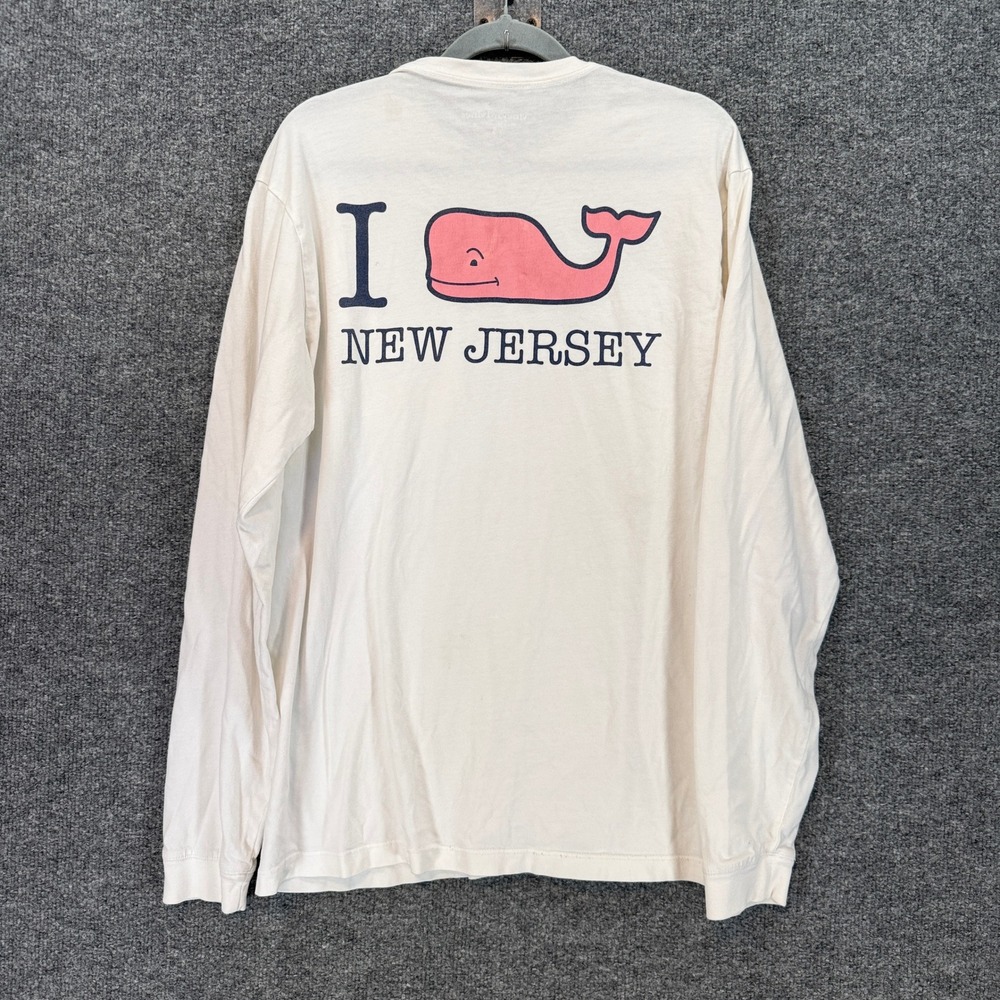Vineyard Vines Long Sleeve Tshirt Mens Small White I Whale New Jersey Pocket Tee